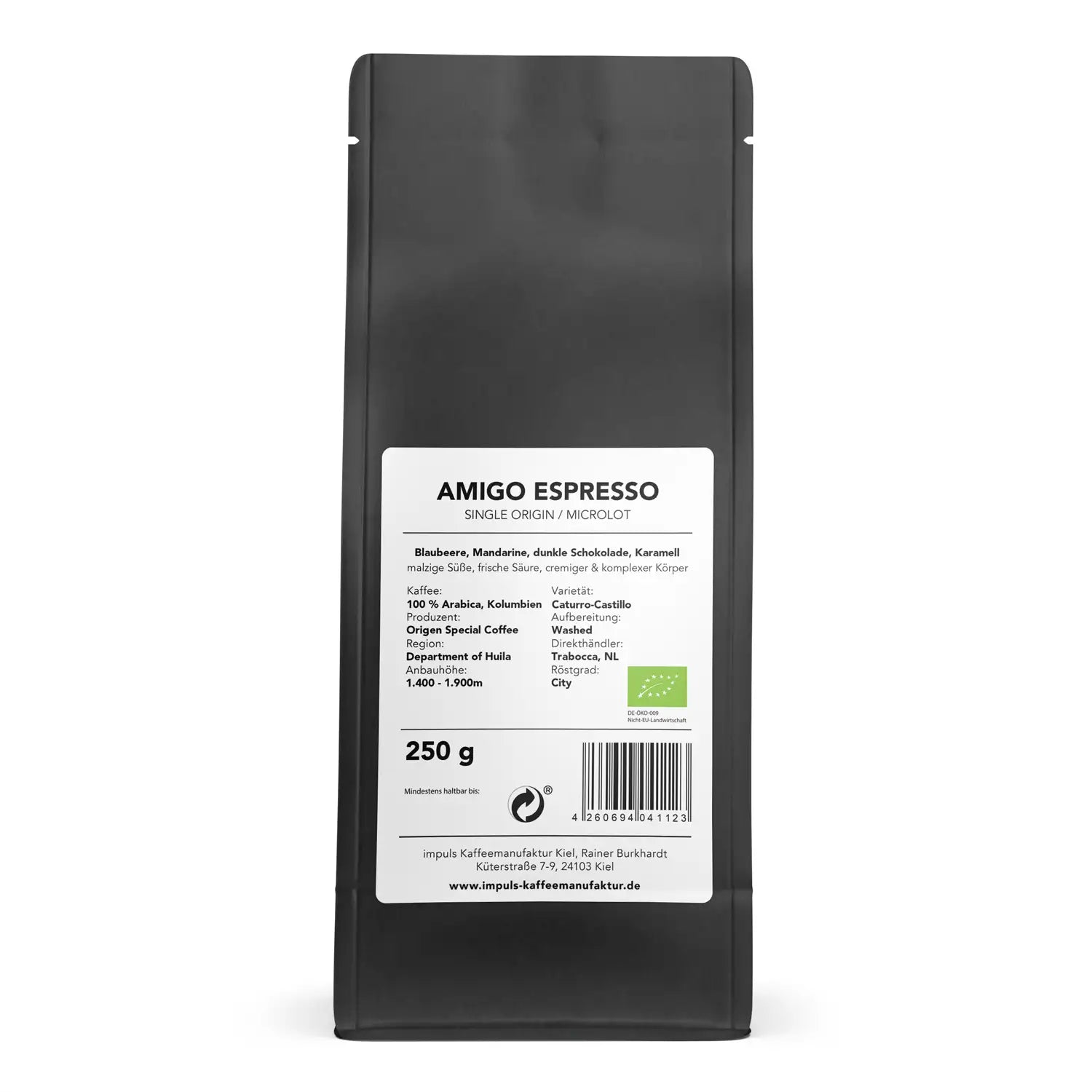 Amigo Espresso, Bio, 100% Arabica, Kolumbien